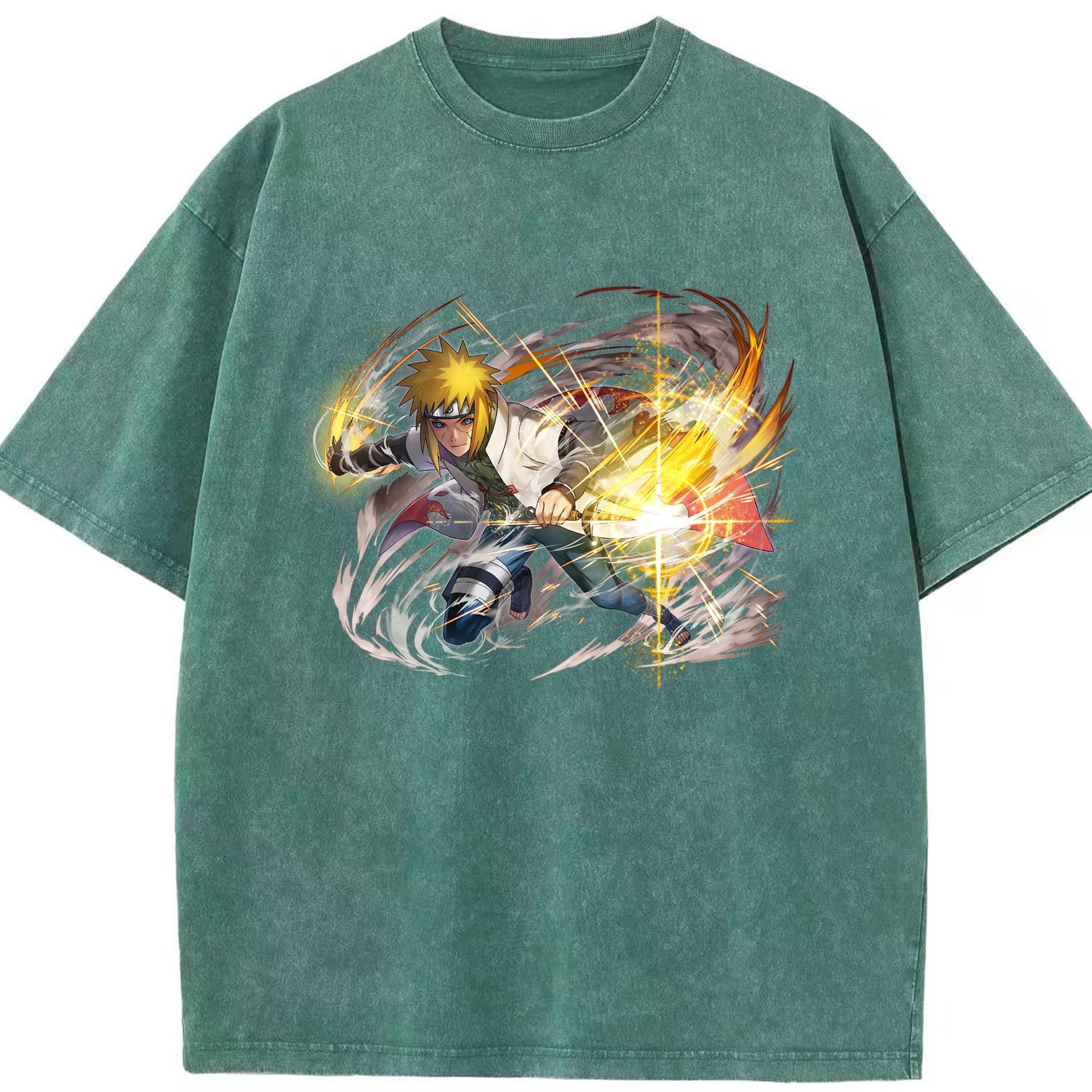 （画像用） NARUTO -ナルト- 波風 ミナト Namikaze Minato 綿100% ヴィンテージ風 半袖Tシャツ（フロントプリント）